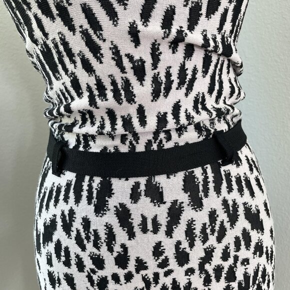 McQ Alexander McQueen Dress Womens IT38 Pink Black Knit Animal Print Belted - Picture 9 of 11